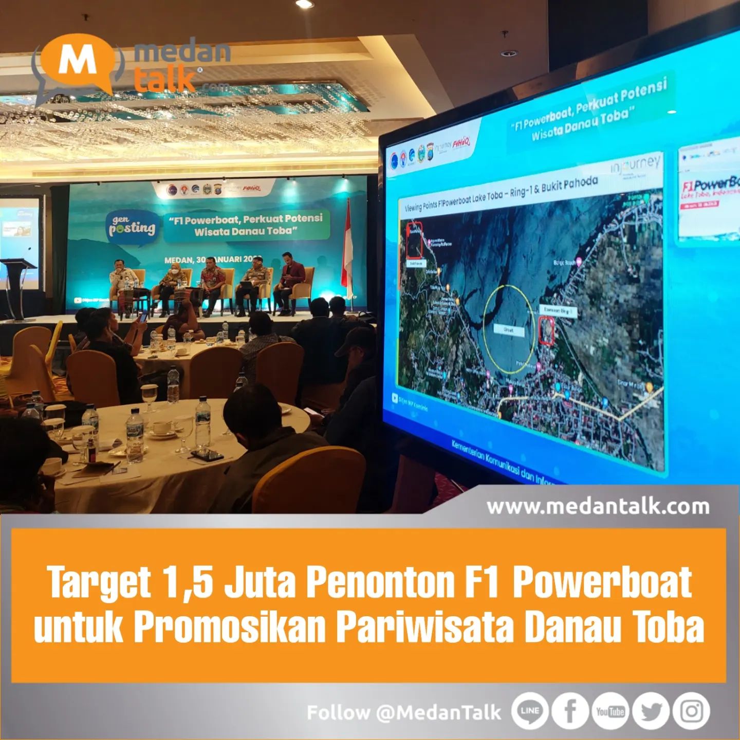Target 1,5 Juta Penonton F1 Powerboat untuk Promosikan Citra Pariwisata Danau Toba 

Kesempatan Indonesia menjadi tuan rumah ke-40 ajang balap F1 Powerboat World Championship patut dimanfaatkan secara maksimal, khususnya dalam memperkuat potensi wisata. Informasi tersebut disampaikan lewat kegiatan dukungan publik Genposting (Generasi Positive Thinking) dengan tema “F1 Powerboat, Perkuat Potensi Wisata Danau Toba” yang diselenggarakan oleh Direktorat Informasi dan Komunikasi Perekonomian dan Maritim, Ditjen IKP Kemenkominfo di Medan, Sumatra Utara. 

Direktur Jenderal Informasi Komunikasi Publik, Kemenkominfo, Usman Kansong, lewat keynote speech di kesempatan ini menyampaikan bahwa citra Danau Toba sebagai destinasi wisata perlu dipulihkan. Pertama, memulihkan mulai dari infrastruktur.

“Pemerintah Pusat sangat concern dan menjadikan Danau Toba sebagai Destinasi Pariwisata Super Prioritas (DPSP). Konsekuensinya adalah pembenahan infrastruktur, termasuk akan ada jalan tol yang saat ini sedang dibangun dan sudah ada Bandara Silangit yang akan mempercepat perjalanan ke Danau Toba,” jelas Dirjen Usman.

Selain keterlibatan dari pemerintah, pemulihan destinasi wisata juga memerlukan keterlibatan dari masyarakat setempat dalam membenahi kultur yang memberikan dampak pada pariwisata. Pembenahan kultur di sekitar Danau Toba, disampaikan Dirjen bisa dimulai dengan meningkatkan kultur melayani, sebagaimana yang diterapkan oleh masyarakat di daerah pariwisata lain seperti Bali atau Jogja. 

“Saya percaya jika infrastruktur dibenahi, maka kultur akan ikut berubah,” tambahnya.

Selain itu, kegiatan-kegiatan yang memperkuat potensi pariwisata juga perlu lebih banyak diselenggarakan seperti kegiatan internasional F1 Powerboat Lake Toba 2023 atau F1H2O. Dirjen Usman mengungkapkan harapannya dalam dua atau tiga tahun ke depan, supaya tursi luar negeri yang datang semakin banyak mengingat lokasi Danau Toba yang dekat dengan negara-negara tetangga.

Sementara itu, Direktur Informasi dan Komunikasi Perekonomian dan Maritim Kemenkominfo, Septriana Tangkary, menyampaikan dukungan terhadap UMKM lokal yang akan dilibatkan di acara F1 Powerboat Lake Toba 2023.