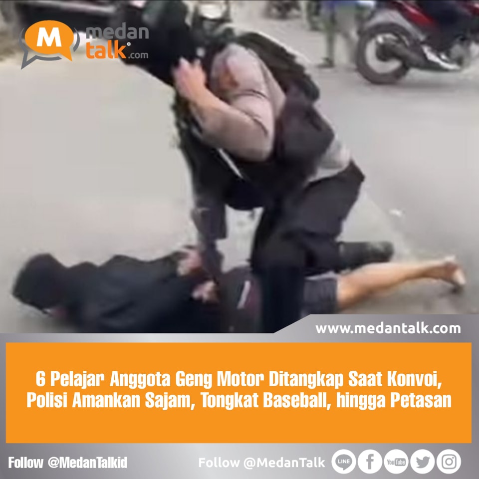 6 Pelajar Anggota Geng Motor Ditangkap Saat Konvoi, 
Polisi Amankan Sajam, Tongkat Baseball, hingga Petasan

Sebuah video memperlihatkan penangkapan sejumlah siswa di Medan viral di sosial media. Mereka ditangkap saat hendak tawuran. Sebelumya mereka konvoi membawa senjata tajam.

Terlihat sejumlah sepeda motor tergeletak di jalan dan beberapa remaja berseragam sekolah warna cokelat ditangkap personel polisi.

Dikonfirmasi melalui aplikasi percakapan WhatsApp, Kabid Humas Polda Sumut, Kombes Pol Hadi Wahyudi mengatakan, dalam peristiwa itu 6 pelajar diamankan di Jalan Ngumban Surbakti pada Sabtu (4/2/2023).

Penangkapan dilakukan Tim Patroli Reaksi Cepat Direktorat Samapta Polda Sumut.

"Iya, mereka ditangkap oleh tim yang sedang patroli. Saat itu diduga mereka akan melakukan tawuran," katanya, Minggu (5/2/2023).

Dijelaskannya, sebelum penangkapan itu, tim mendapati ada konvoi puluhan sepeda motor. Di antara pelaku konvoi itu diketahui membawa senjata tajam, kembang api hingga tongkat baseball.

Saat diperiksa, mereka mengaku dari kelompok geng motor Maya, Methodist, Mabes (M3).

“Kita amankan barang bukti 2 senjata tajam, 1 tongkat baseball, 1 batang besi padat, 2 petasan atau kembang api, satu batu dan 6 sepeda motor," katanya.

Setelah diamankan, enam pelajar dan barang buktinya dibawa ke Dit Reskrimum Polda Sumut. Pihaknya akan memanggil pihak sekolah dan orangtua mereka.

Sumber: kompas.com