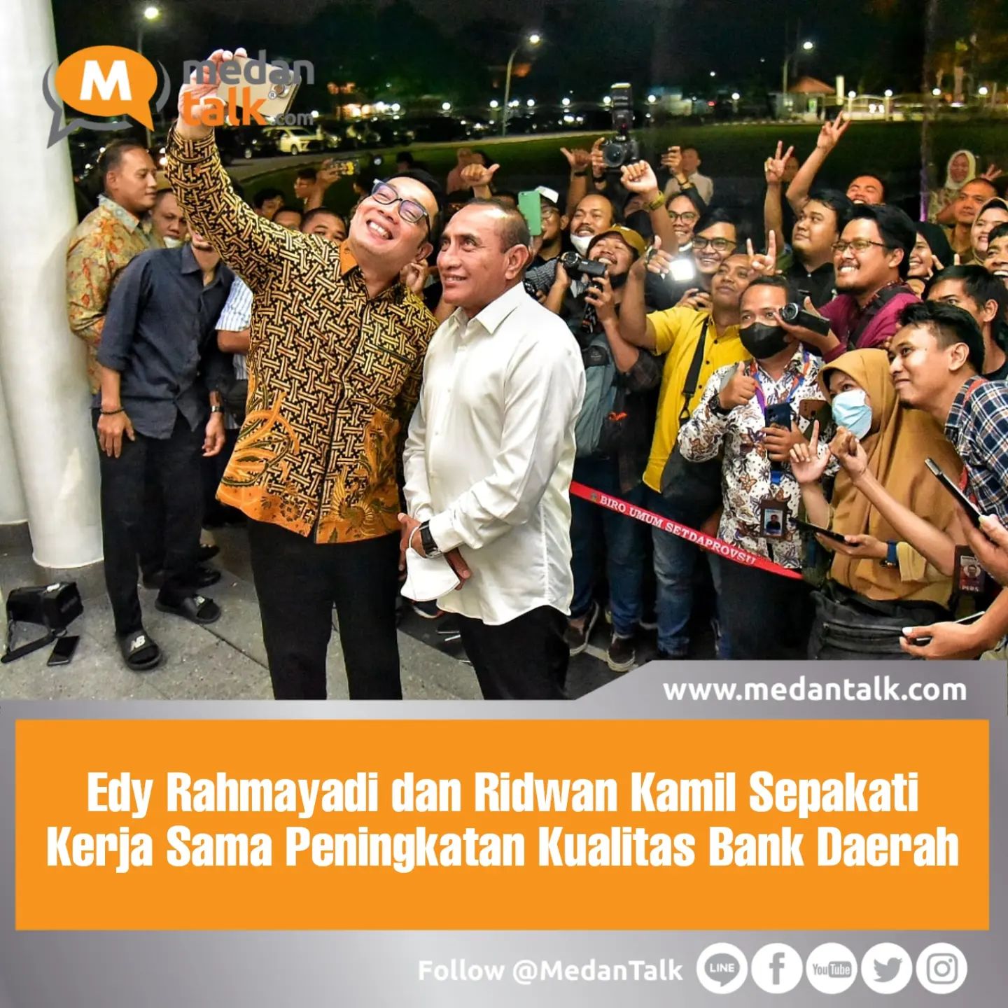 Edy Rahmayadi dan Ridwan Kamil Sepakati Kerja Sama Peningkatan Kualitas Bank Daerah

Gubernur Sumatera Utara (Sumut) Edy Rahmayadi dan Gubernur Jawa Barat (Jabsr) Ridwan Kamil menyepakati kerja sama terkait pengelolaan bank daerah. Kerja sama ini bertujuan untuk meningkatkan kualitas bank daerah kedua provinsi ini.

Bank Jawa Barat (BJB) merupakan bank daerah terbaik di Indonesia dalam ajang FX Award 2022. Edy Rahmayadi berharap Bank Sumut bisa belajar banyak dari kesuksesan BJB yang kompetitif.

“Bank Sumut akan belajar dari Sistem perbankan Bank Jabar yang sama kita tahu merupakan bank daerah terbaik di Indonesia, agar bank kita bisa meniru kesuksesan Bank Jabar,” kata Edy Rahmayadi di Rumah Dinas Gubernur Sumut, Jalan Sudirman Nomor 41, Medan, Selasa (31/1) malam.

Bank Sumut terus meningkatkan kualitas dalam beberapa tahun terakhir, termasuk turun ke bursa saham di Februari 2023. Upaya-upaya yang dilakukan ini diharapkan mampu memberikan dampak signifikan sehingga Bank Sumut bisa meningkatkan kontribusinya untuk pembangunan Sumut.

“Bank Sumut terus berupaya memberikan yang terbaik, terus meningkatkan kualitas sehingga meningkatkan kontribusinya untuk pembangunan Sumatera Utara,” kata Edy Rahmayadi didampingi Kadis Kominfo Sumut Ilyas S Sitorus.

Sementara itu, Gubernur Jabar Ridwan Kamil menjelaskan laba bersih BJB pada tahun 2022 meningkat 20%. Dengan peningkatan laba bersih tersebut, BJB membagikan dividen sekitar Rp1 triliun ke pemegang saham dan pemerintah.

“Kita diminta Pak Edy Rahmayadi untuk sharing untuk menjadi perbankan daerah yang kompetitif, BJB tumbuh 20% dan masih dividen Rp1 triliun per tahun ke pemerintah dan pemegang saham,” kata Ridwan Kamil.

Kedatangan Ridwan Kamil ke Sumut juga bertujuan mengembangkan program Bank BJB untuk kaum duafa, kredit tanpa agunan dan tanpa bunga. Kemudian membantu pesantren-pesantren membangun kemandirian perekonomian lewat bisnis.