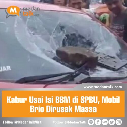 Kabur Usai Isi BBM di SPBU, Mobil Brio Dirusak Massa Sebuah video