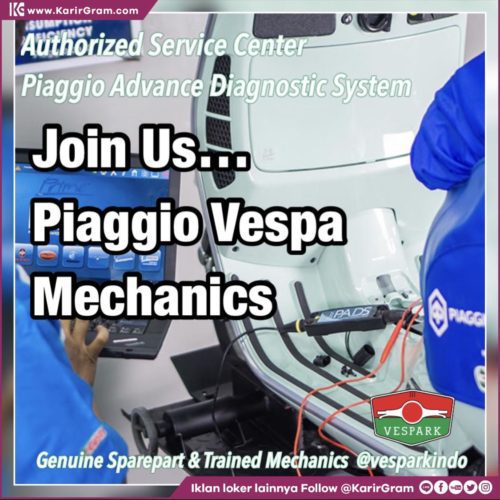 Lowongan Kerja Mekanik di Piaggio Vespa sepeda motor Italia lengendary Medan

Join us! @vesparkindo
Syarat:
• pengalaman minimam 3 tahun sebagai mekanik roda dua
• kemauan belajar untuk di training
• jujur, bertanggung jawab dan rapi
• mempunyai sertifikasi atau pendidikan di bidang otomotif
• teliti namun tetap cepat

Silakan kirim CV langsung ke dealer dan bengkel resmi @vesparkindo sebelum 10 Maret 2023

VESPARK: Piaggio Vespa 3S ShowPark Jln Prof HM Yamin No.16A (simpang Jln Jawa)  Medan Telp. 061-456-5454

Cek IG @vesparkindo
Atau email ke amanager(at)vesparkindo.com