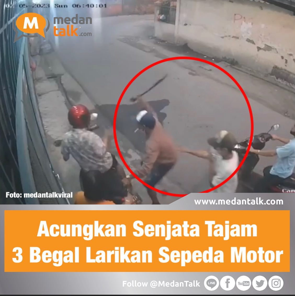 Waspada Begal Merampok Sepeda Motor dengan senjata tajam

Terlihat dalam rekaman CCTV ada tiga pelaku datang berboncengan dengan satu sepeda motor, dua menurun dan acungkan senjata tajam berupa parang kepada korban yang tidak berdaya dan pelaku melarikan sepeda motor milik korban

Menurut pengirim video, kejadian di jln Kakap Medan tadi pagi sekitar 06.40 WIB 05/02/23 saat korban bersiap siap berangkat. 

Video kejadian telah di posting di akun @medantalkviral dan lengkap di @otomtalk

Masyarakat sangat resah dengan kejadian kejahatan perampokan yang mengerikan

◇ Selalu pantau STORY dan FOLLOW @medantalk utk info kejadian/kecelakaan/lalulintas terkini yang blm tentu di post ke feed dan utk bisa ikut komentar. 

♡ Silakan share (cerita/info lalulintas) ke story mention @medantalk dan juga @medantalkviral @medanku @medantalkid utk admin seleksi dan repost. Ingat tulis lokasi & kapan kejadian, keterangan kejadian dgn jelas dan lengkap di story agar mudah di mengerti saat repost.  Pastikan juga akun anda tidak dikunci agar kami bisa lihat dan repost. Terima kasih