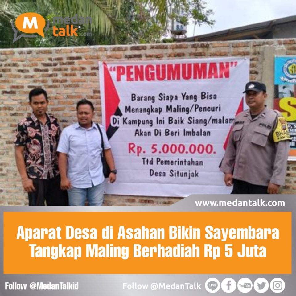 Aparat Desa di Asahan Bikin Sayembara Tangkap Maling Berhadiah Rp 5 Juta