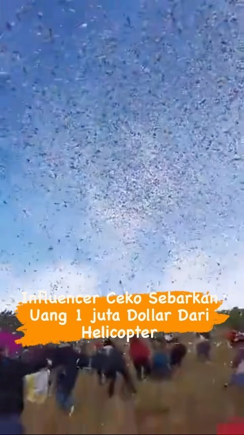 Influencer Ceko Sebarkan Uang 1 Juta Dollar dari Helicopter Video yang diunggah