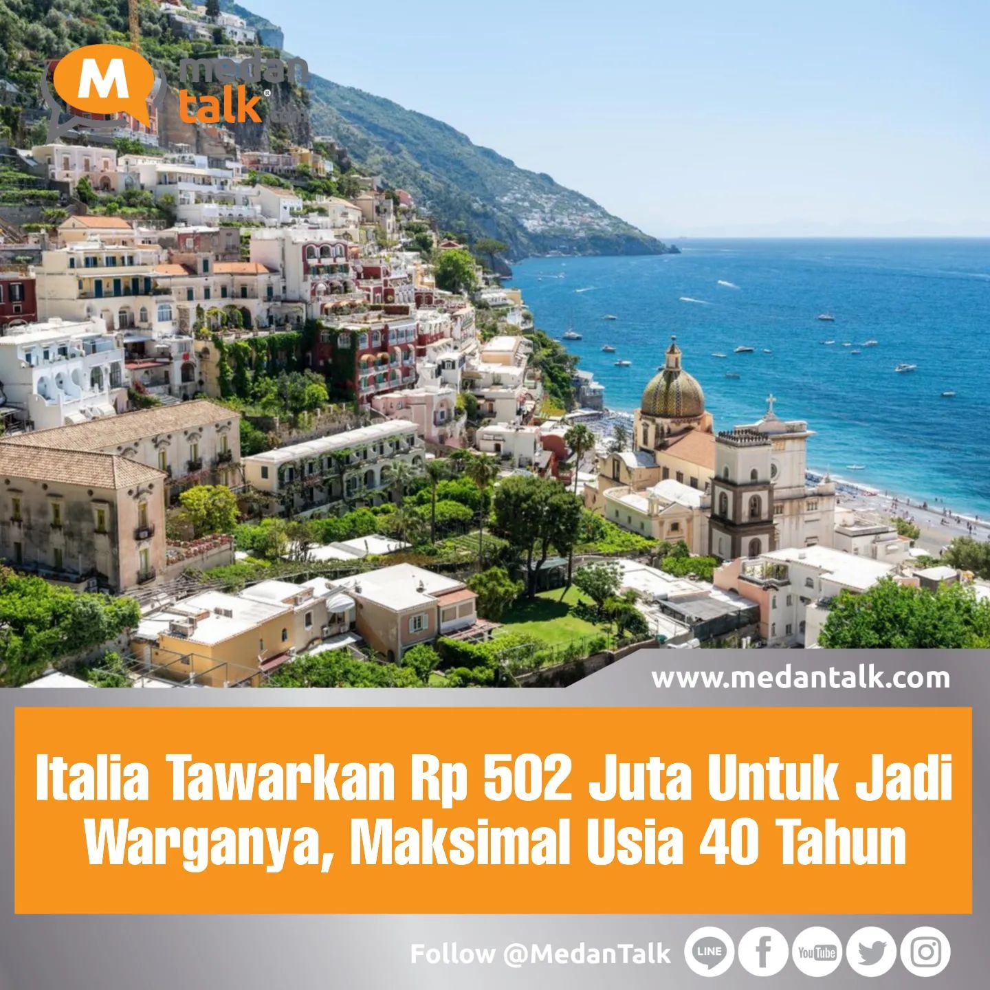 Italia Tawarkan Rp 502 Juta Untuk Jadi Warganya, Maksimal Usia 40 Tahun
