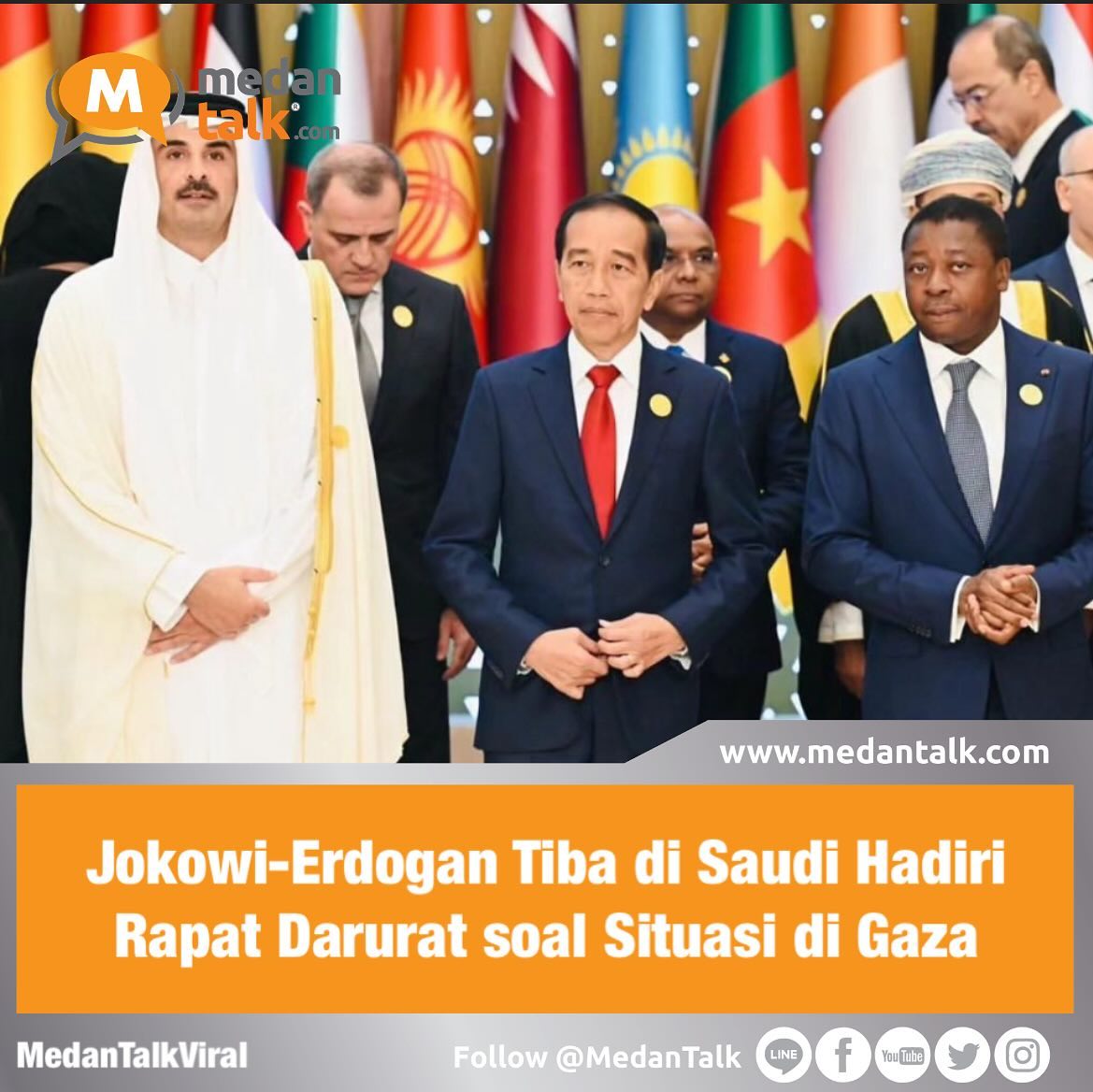 Jokowi-Erdogan Tiba di Saudi Hadiri Rapat Darurat soal Situasi di Gaza Para