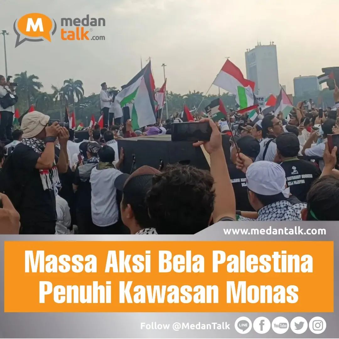 Massa aksi bela Palestina penuhi kawasan Monas Massa memenuhi kawasan Monumen Nasional