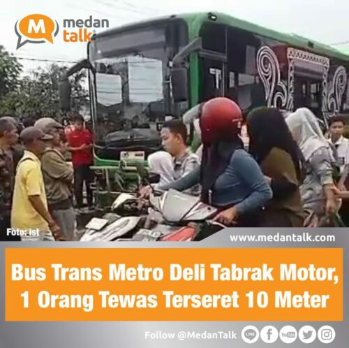 Bus Trans Metro Deli Tabrak Motor, 1 Orang Tewas Terseret 10 Meter