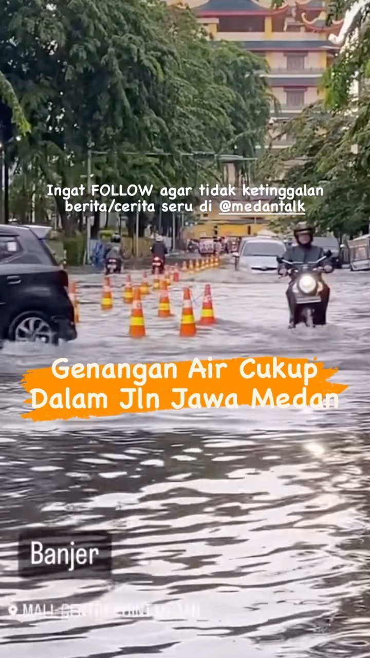 Genangan Air cukup tinggi di Jln Jawa Medan. Terpantau juga terjadi di