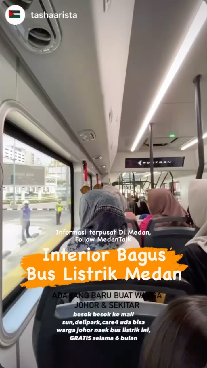 Interior Bagus Bus Listrik Medan yang sedang dilaksanakan uji coba gratis bagi