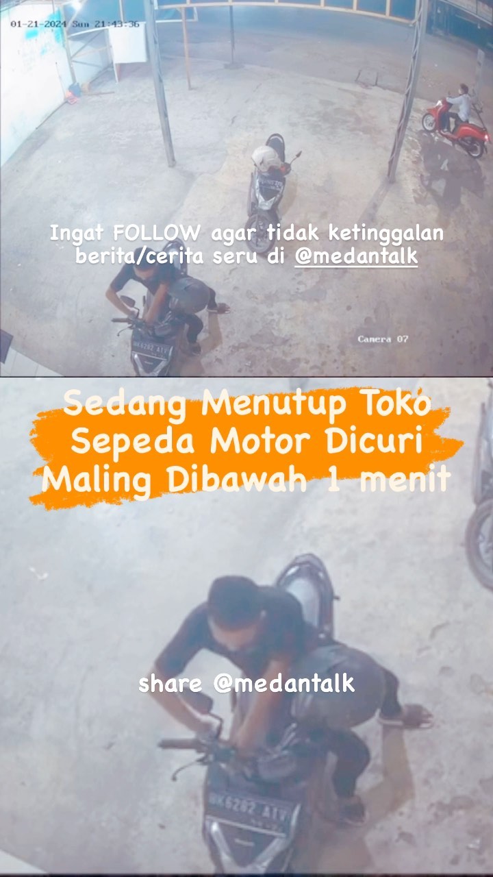 Sedang proses menutup toko, sepeda motor yang parkir didepan dicuri maling. Aksi