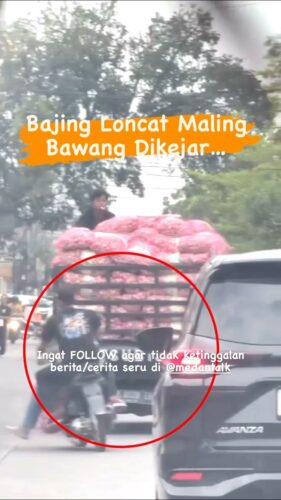 Bajing Loncat nyuri bawang dari truk berjalan… ketahuan kenek dan di kejar