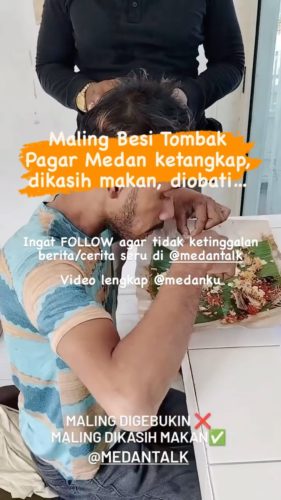 Maling Besi Tombak Pagar Medan ketangkap, dikasih makan, diobati… Dari narasi video