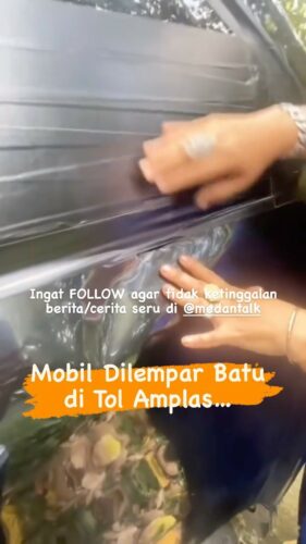 Mobil Kena Lempar Batu Hingga penyot dan kaca pecah di jalan Tol