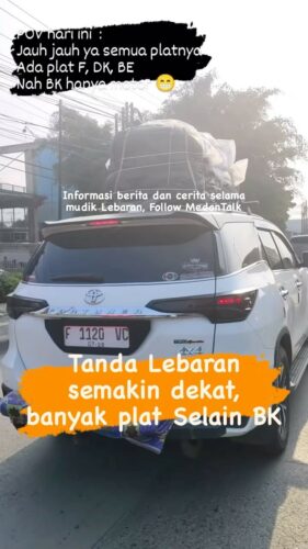 Tanda Lebaran semakin dekat, banyak kendaraan plat luar Sumut dijalanan Medan, tanda