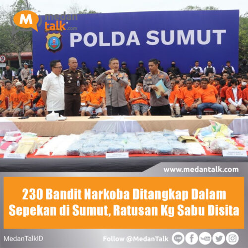 230 Bandit Narkoba Ditangkap Dalam Sepekan di Sumut, Ratusan Kg Sabu Disita