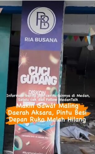 Maling Daerah Aksara Medan, Pintu Besi Depan Ruko Malah Hilang
