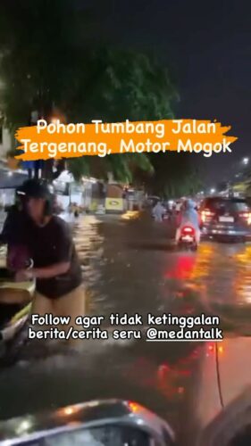 Hujan deras melandai kota Medan, jalanan tergenang hingga pohon tumbang, hati hati