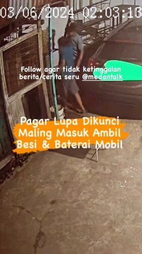 Pagar Lupa Dikunci, dua pria masuk bawa lari besi dan baterai mobil