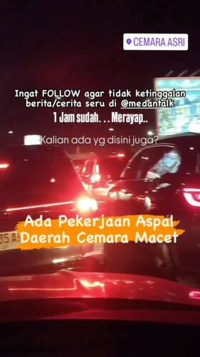 Ada pekerjaan Aspal di Daerah Cemara, Lalulintas padat macet Siapa yang terjebak