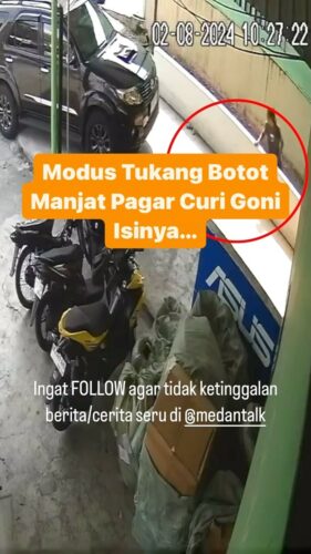 Modus Menyamar sebagai Tukang Botot Medan, pria ini manjat pagar mencuri goni