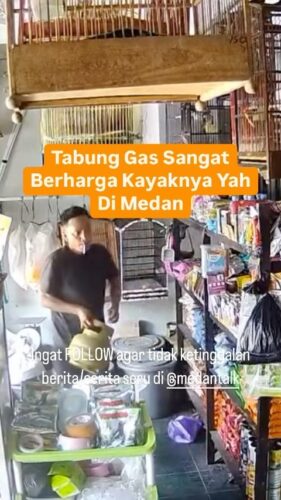 Pria Bawa Lari Gas LPG Toko di Medan Terekam CCTV, dipinjam dulu?