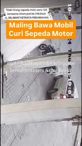 Maling di antar dengan Mobil, turun langsung Bawa Lari Sepeda Motor di