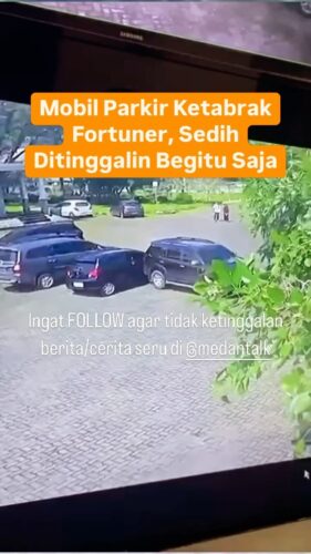 Mobil Parkir Ketabrak Fortuner di parkiran kampus Medan… sedih ditinggalin begitu saja