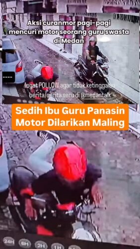 Ibu Guru panasin sepeda motor, mau berangkat kerja di Medan dilarikan maling
