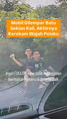 Mobil di lempar batu sekian kali di Medan akhirnya kerekam wajah pelaku