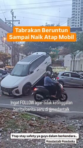 Tabrakan Beruntun hingga Mobil naik ke atap mobil lainnya di Medan
Kejadian sore sekitar pukul 17.10 WIB 26/05/25 di jalan Prof HM Yamin Medan dekat rel kereta api
Siapa yang sempat menyaksikan kejadian?
Lokasi ramai padat lalulintas dan warga sekitar yang kaget
Cek video dekat yang terlihat ada 4 mobil dan 1 sepeda motor yang ketabrak dan awal kejadian di @medantalkid @otomtalk
◇ Selalu pantau STORY dan FOLLOW @medantalk utk info kejadian/kecelakaan/lalulintas terkini yang blm tentu di post ke feed dan utk bisa ikut komentar. Ingat juga Aktifkan notifikasi agar tidak ketinggalan breaking news/story