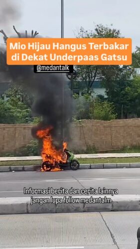 Mio Hijau hangus terbakar didekat underpass Gatot Subroto Medan hari ini 13/07/2025.
tetao berhati - hati saat berkendara, pastikan kendaraan anda diservice rutin.