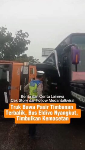 Macet parah di jalan lintas Sumatera daerah Medan Johor, Senin (20/10/2025).
Truk 10 ban bawa pasir timbunan terbalik pas mau masuk underpass Titi Kuning.
Diperparah dengan bus yang nyangkut, coba ngambil dari sisi kiri. Begitu bus bisa lewat, kemacetan mulai terurai.
Utk Berita & video Viral follow @medantalkviral