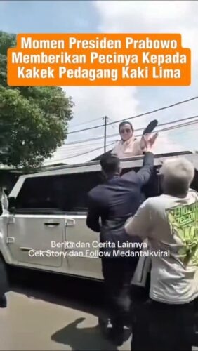 Momen Presiden Prabowo memberikan pecinya kepada kakek pedagang batu akik kaki lima.
Kakek ini sepertinya bukan orang biasa, ternyata yang dikasi peci pintar ngaji.
Netizen "lelang kek!"
Utk Berita & video Viral follow @medantalkviral