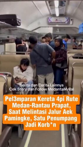 Pel3mparan Kereta 4pi Rute Medan-Rantau Prapat, Saat Melintasi Jalur Aek Pamingke, 1 penumpang Jadi Korb*n
Kereta 4pi rute Medan-Rantauprapat dil3mpar batu saat kereta 4pi melintas di daerah Aek Pamingke, Labuhan Batu Utara, Sumut, Rabu malam (8/10/25).
Dalam peristiwa ini seorang penumpang mengalami luk4 akibat terkena l3mparan batu.
Tampak beberapa penumpang kesal dan merasa cemas.
.
Utk Berita & video Viral follow @medantalkviral